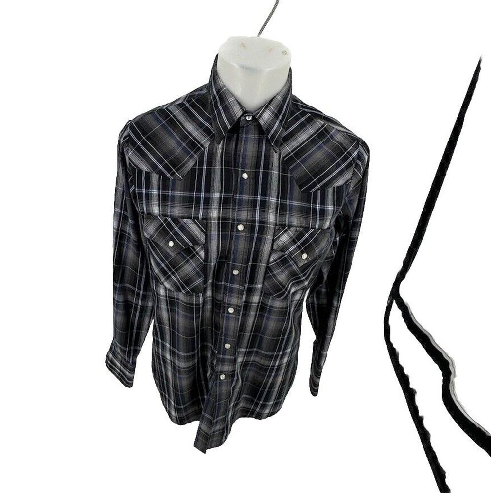 Ely Cattleman Men Medium Long Sleeve Plaid Western Pearl Snap Shirt 49-18